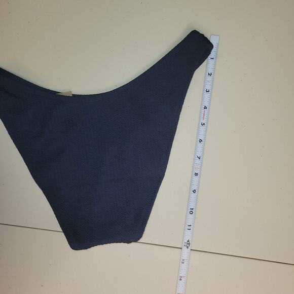 J Crew Bikini Bottom Textured curved-waist cheeky Size Medium Blue BC050 - Picture 5 of 7